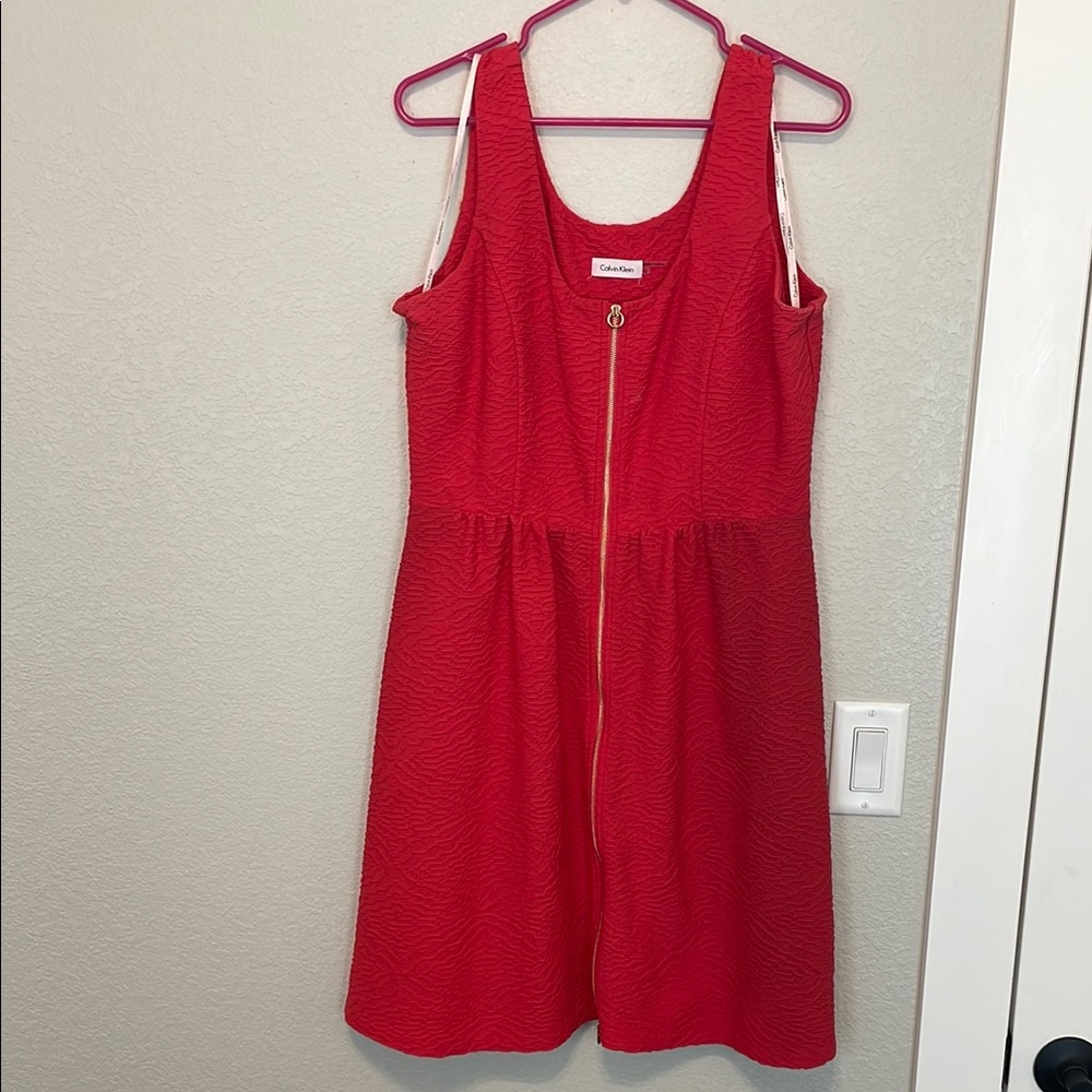 Calvin Klein Red Scoop Neck Sundress
